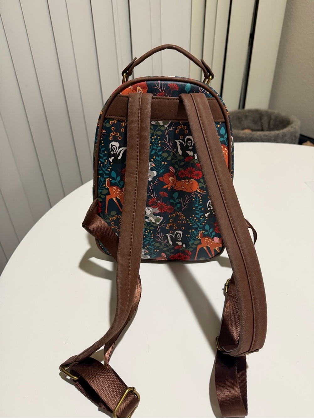 Loungefly Floral Bambi Mini Backpack in Teal and Brown - Picture 2 of 3